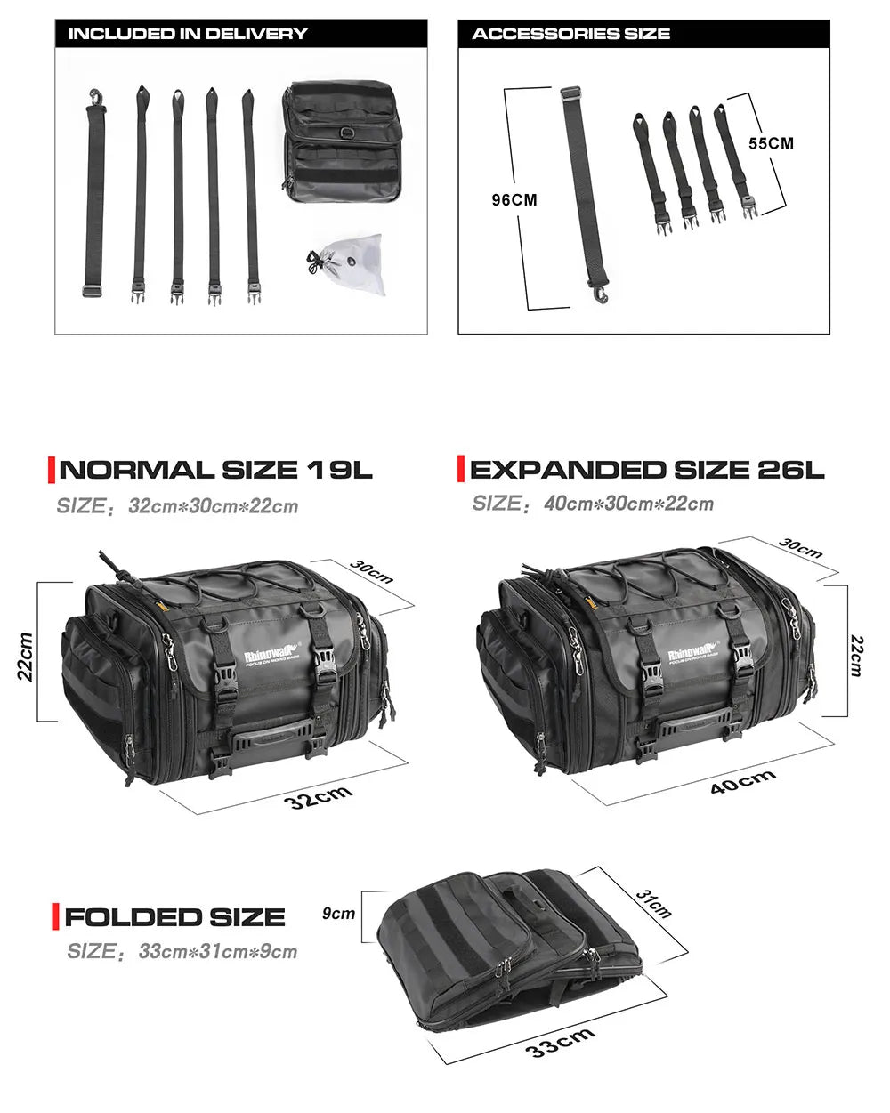 Tail Bag / maleta de cola Rhinowalk MT4060 / MT 4026