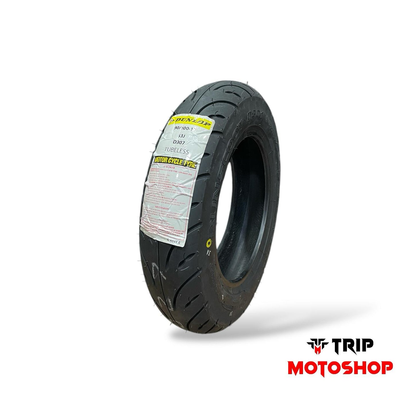 Llanta Dunlop D307 Runscoot 90/100-10 Trasera TL Para Scooter