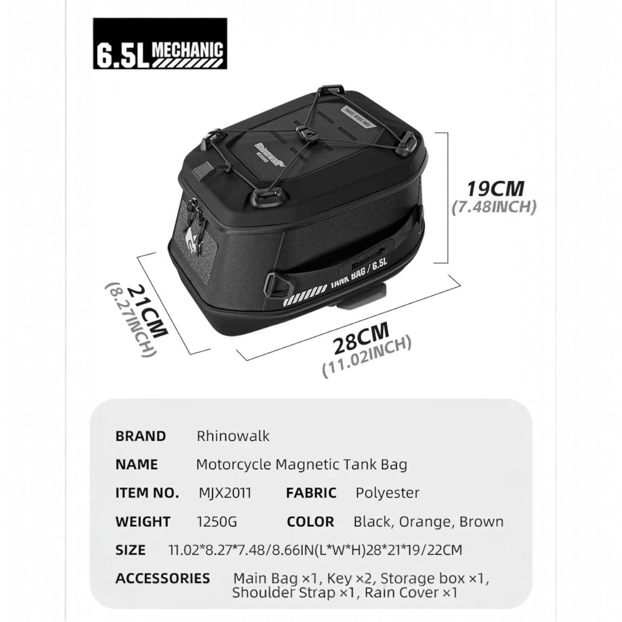 Tank Bag / Maleta de Tanque magnetica Rhinowalk Mechanic series MJX2011