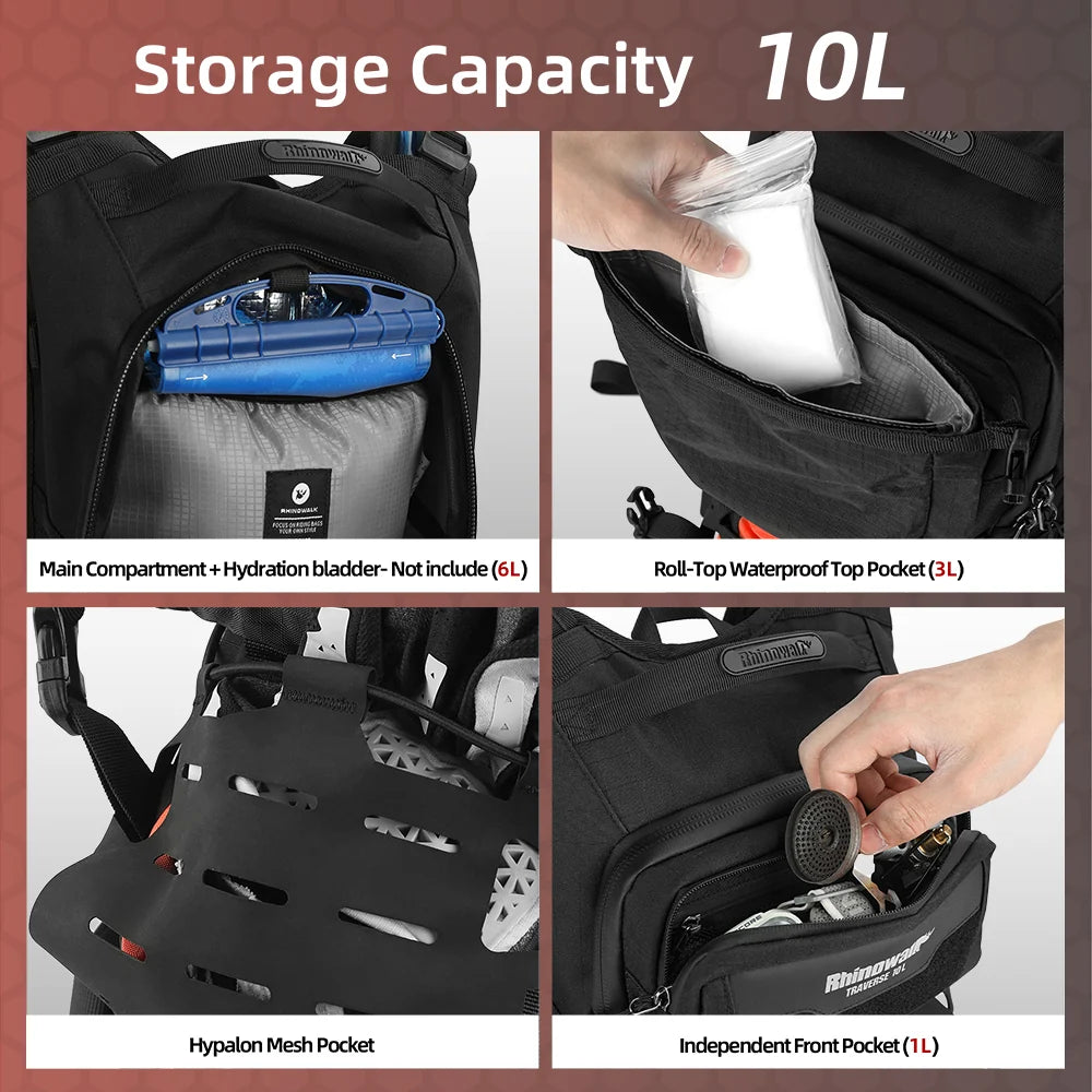 Mochila táctica / camel back 10L Rhinowalk MCY2602 Traverse Series