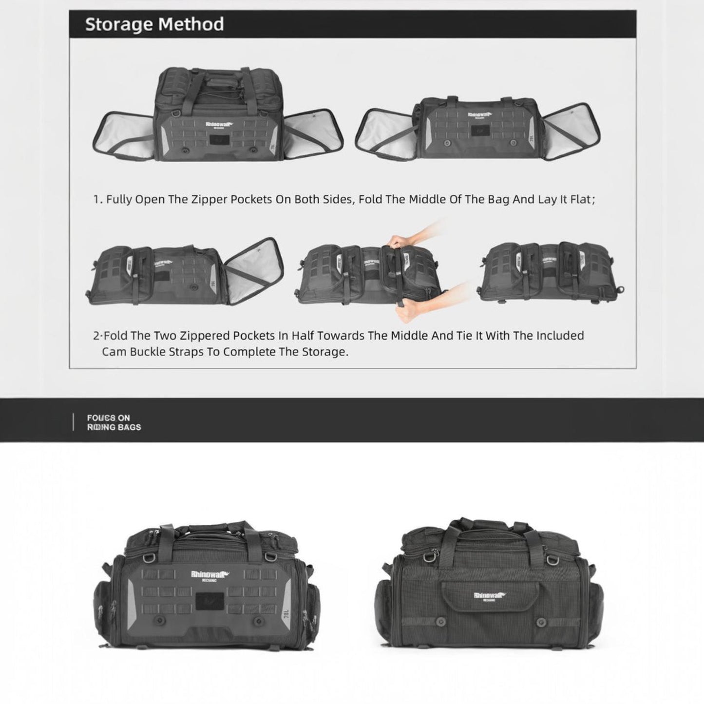 Tail Bag / maleta Rhinowalk 50-70L MJX2003 Mechanic Series