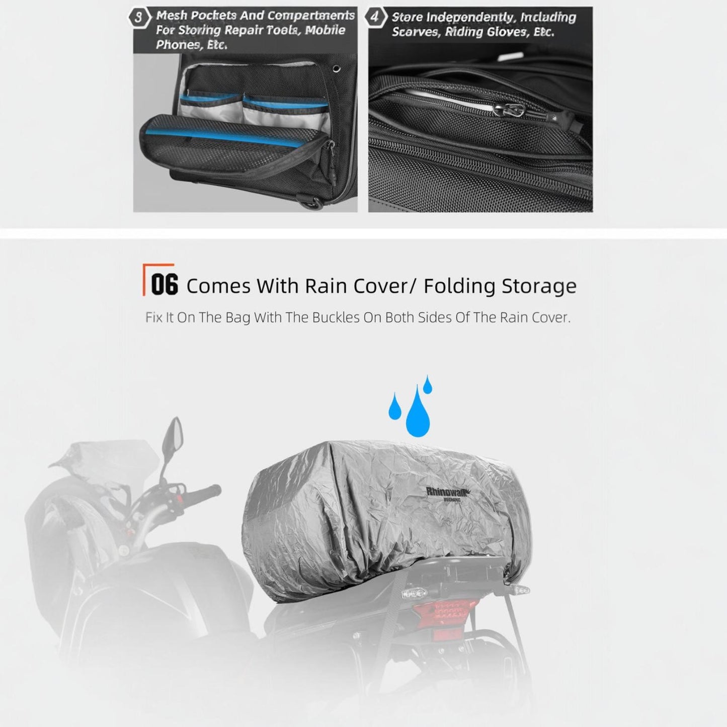 Tail Bag / maleta Rhinowalk 50-70L MJX2003 Mechanic Series