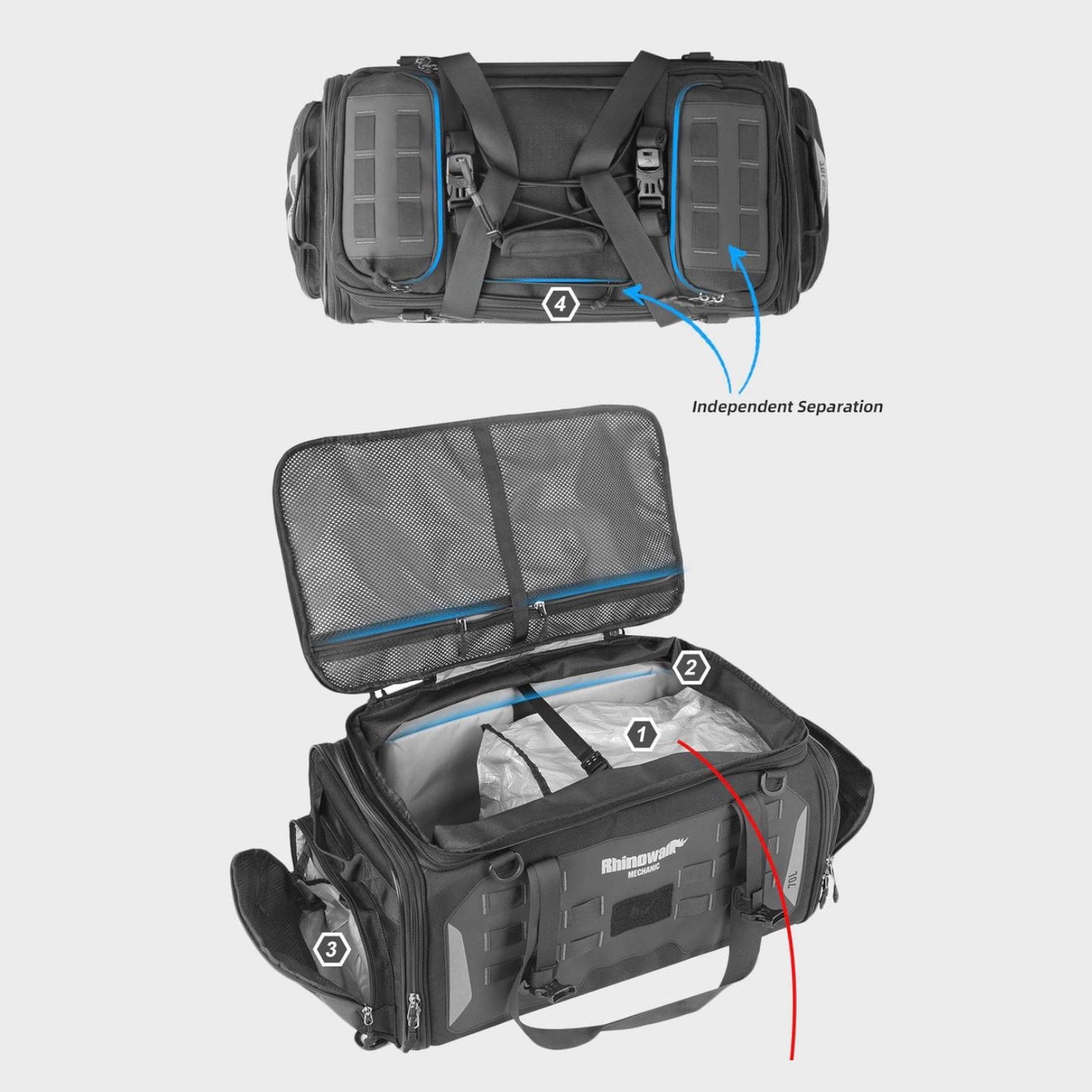 Tail Bag / maleta Rhinowalk 50-70L MJX2003 Mechanic Series