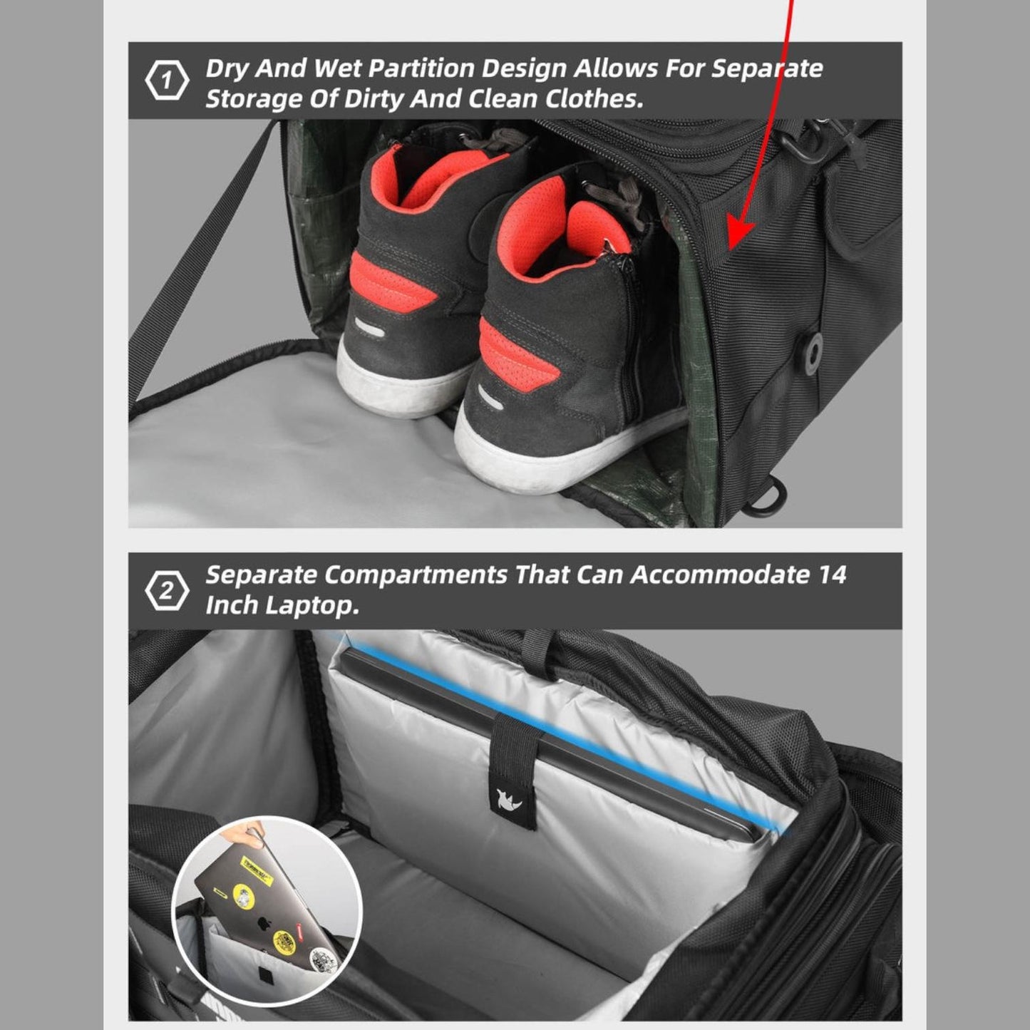 Tail Bag / maleta Rhinowalk 50-70L MJX2003 Mechanic Series